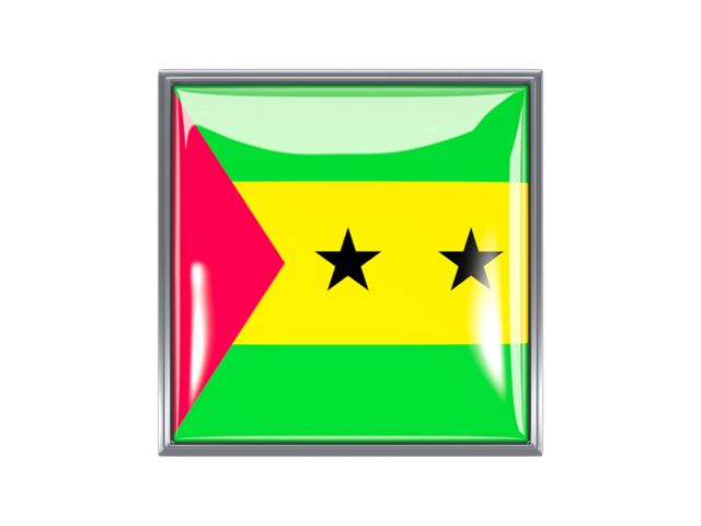 Metal framed square icon. Download flag icon of Sao Tome and Principe at PNG format