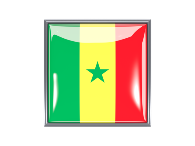 Metal framed square icon. Download flag icon of Senegal at PNG format