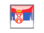 Сербия. Квадратная иконка с металлической рамкой. Скачать иллюстрацию.