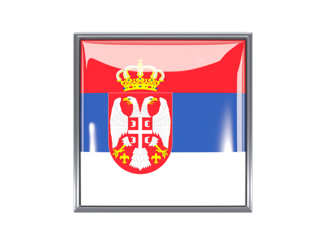 Metal framed square icon. Download flag icon of Serbia at PNG format