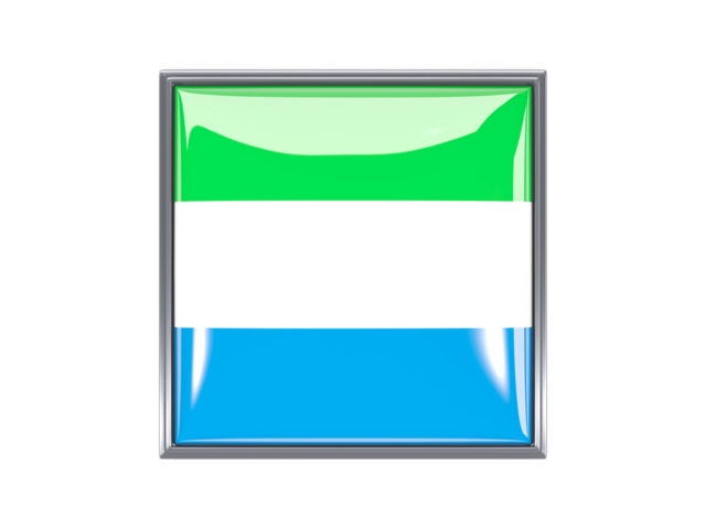 Квадратная иконка с металлической рамкой. Скачать флаг. Сьерра-Леоне