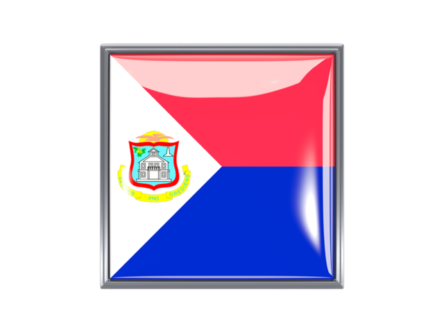 Metal framed square icon. Download flag icon of Sint Maarten at PNG format