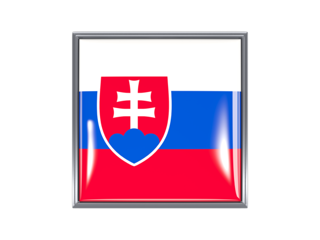 Квадратная иконка с металлической рамкой. Скачать флаг. Словакия