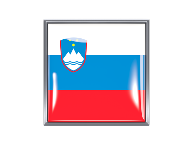 Metal framed square icon. Download flag icon of Slovenia at PNG format