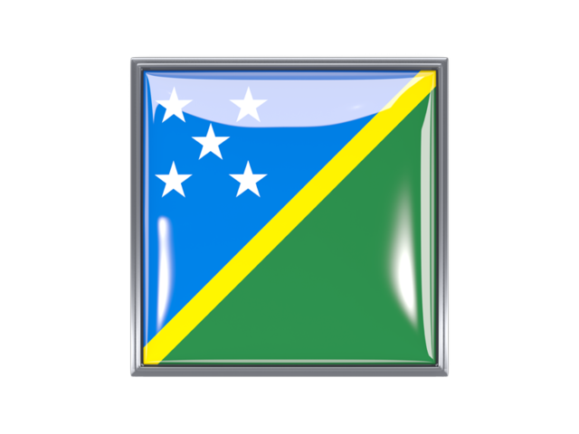 Metal framed square icon. Download flag icon of Solomon Islands at PNG format