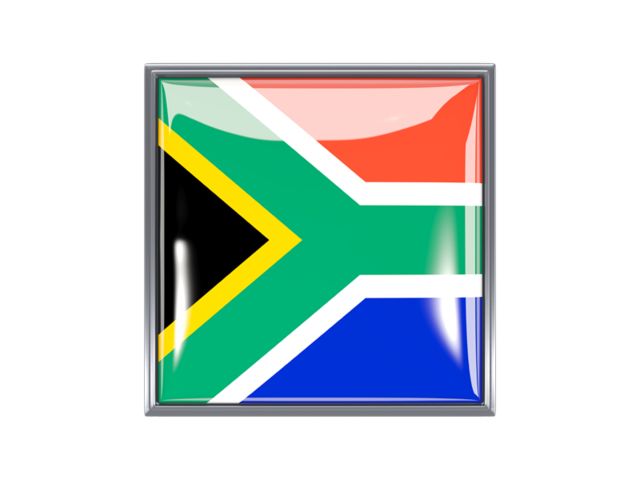 Metal framed square icon. Download flag icon of South Africa at PNG format