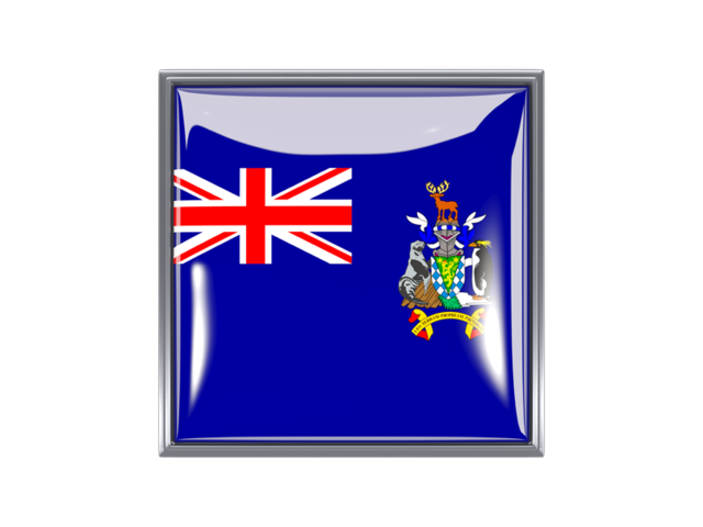 Metal framed square icon. Download flag icon of South Georgia and the South Sandwich Islands at PNG format