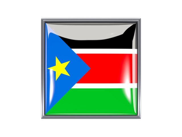 Metal framed square icon. Download flag icon of South Sudan at PNG format