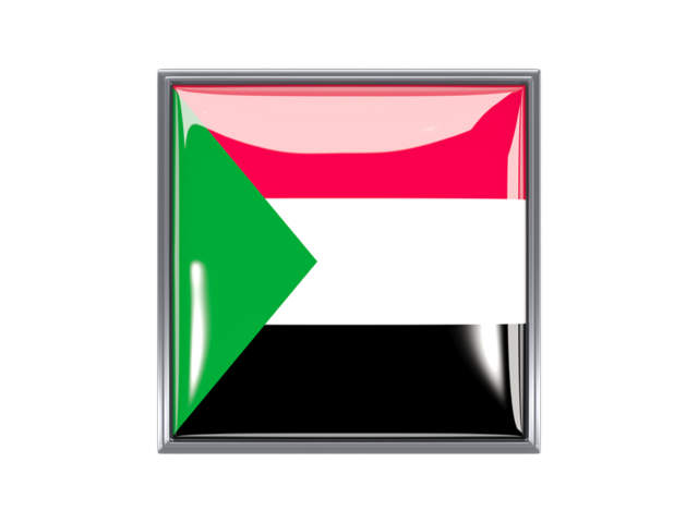 Квадратная иконка с металлической рамкой. Скачать флаг. Судан