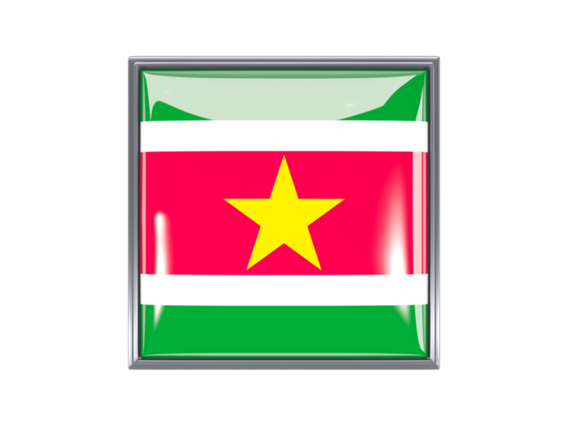 Metal framed square icon. Download flag icon of Suriname at PNG format