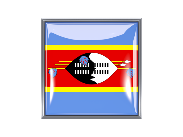 Квадратная иконка с металлической рамкой. Скачать флаг. Свазиленд