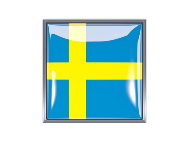 Квадратная иконка с металлической рамкой. Скачать флаг. Швеция