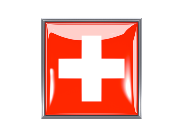 Квадратная иконка с металлической рамкой. Скачать флаг. Швейцария