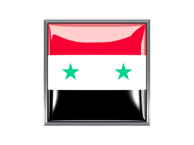 Metal framed square icon. Download flag icon of Syria at PNG format