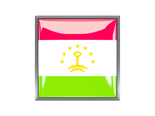 Metal framed square icon. Download flag icon of Tajikistan at PNG format