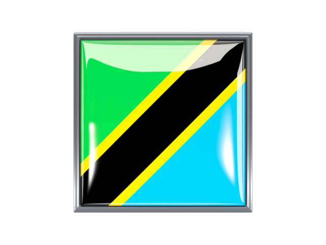 Квадратная иконка с металлической рамкой. Скачать флаг. Танзания