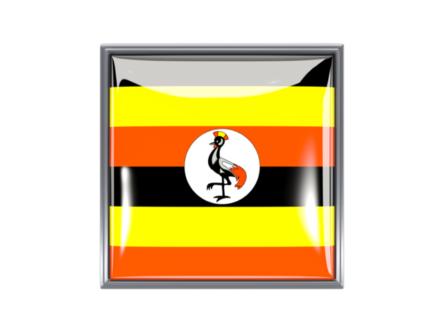 Metal framed square icon. Download flag icon of Uganda at PNG format