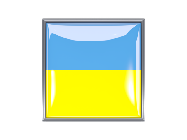 Metal framed square icon. Download flag icon of Ukraine at PNG format