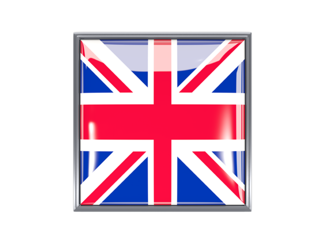 Metal framed square icon. Download flag icon of United Kingdom at PNG format