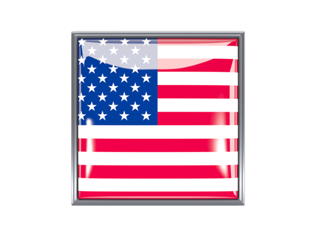 Metal framed square icon. Download flag icon of United States of America at PNG format