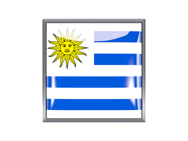 Квадратная иконка с металлической рамкой. Скачать флаг. Уругвай
