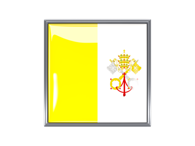 Metal framed square icon. Download flag icon of Vatican City at PNG format