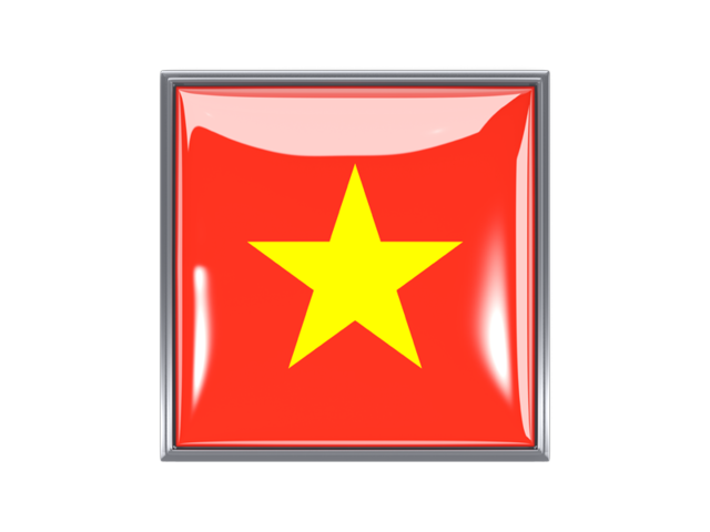 Metal framed square icon. Download flag icon of Vietnam at PNG format