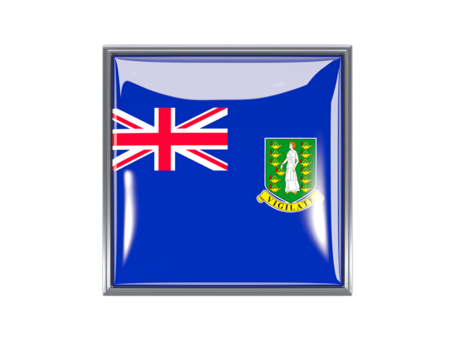 Квадратная иконка с металлической рамкой. Скачать флаг. Британские Виргинские острова