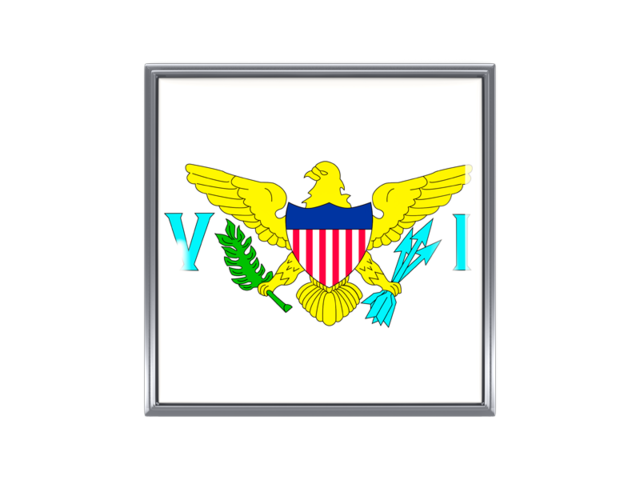 Metal framed square icon. Download flag icon of Virgin Islands of the United States at PNG format