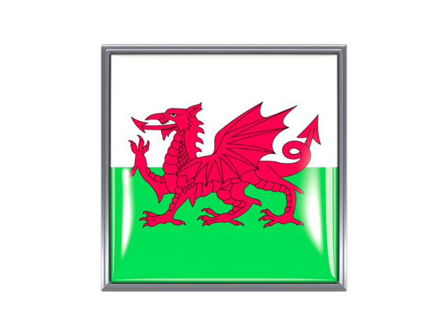 Metal framed square icon. Download flag icon of Wales at PNG format