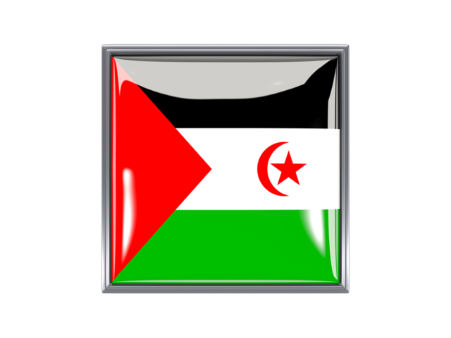 Metal framed square icon. Download flag icon of Western Sahara at PNG format