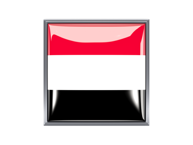 Metal framed square icon. Download flag icon of Yemen at PNG format