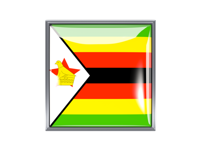 Квадратная иконка с металлической рамкой. Скачать флаг. Зимбабве