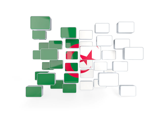 Square mosaic background. Download flag icon of Algeria at PNG format