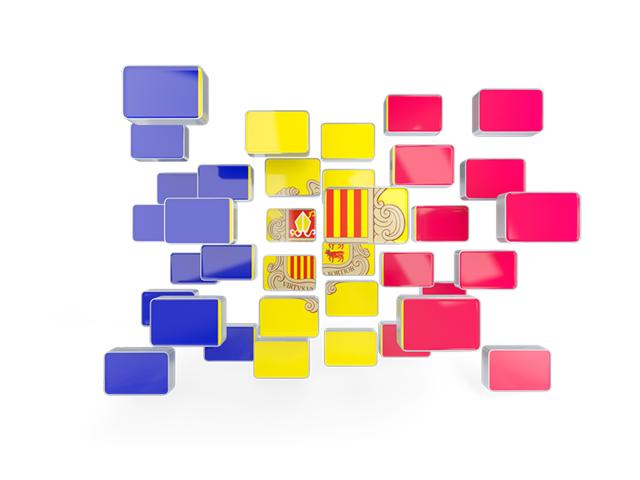 Square mosaic background. Download flag icon of Andorra at PNG format