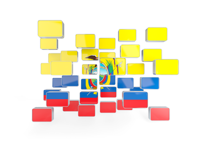 Square mosaic background. Download flag icon of Ecuador at PNG format