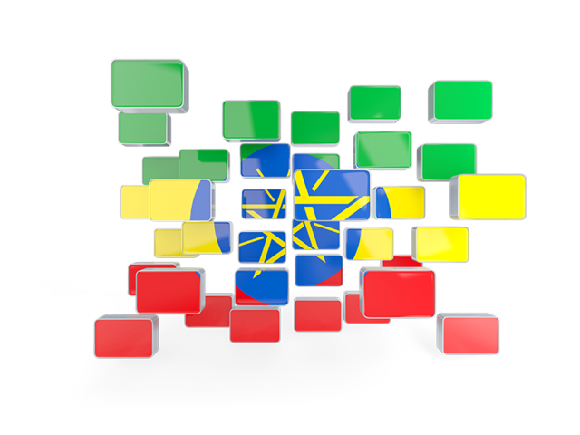 Square mosaic background. Download flag icon of Ethiopia at PNG format