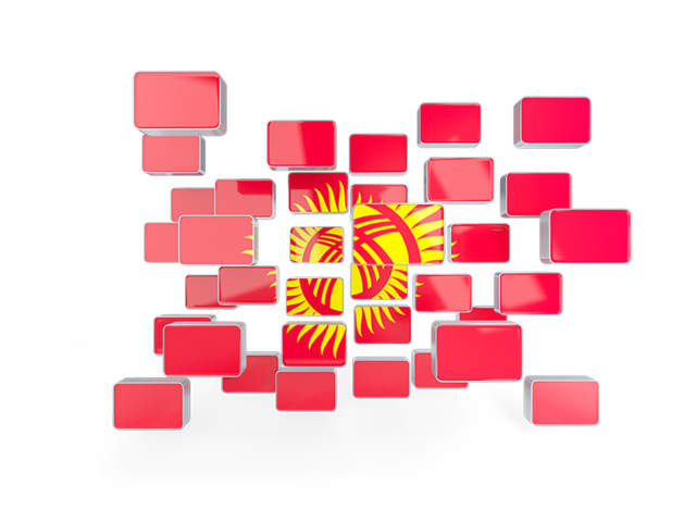 Square mosaic background. Download flag icon of Kyrgyzstan at PNG format