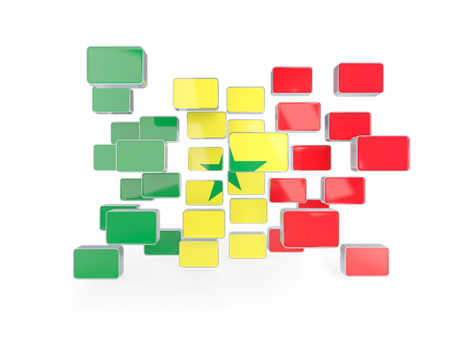 Square mosaic background. Download flag icon of Senegal at PNG format
