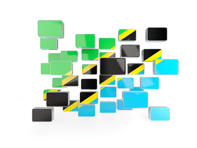 Square mosaic background. Download flag icon of Tanzania at PNG format