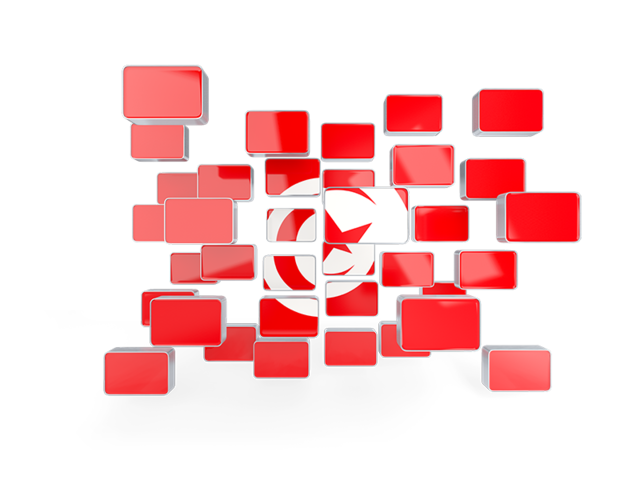 Square mosaic background. Download flag icon of Tunisia at PNG format