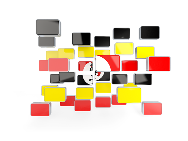 Square mosaic background. Download flag icon of Uganda at PNG format