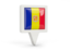 Andorra. Square pin icon. Download icon.