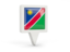 Namibia. Square pin icon. Download icon.