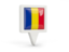 Romania. Square pin icon. Download icon.