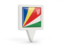 Seychelles. Square pin icon. Download icon.