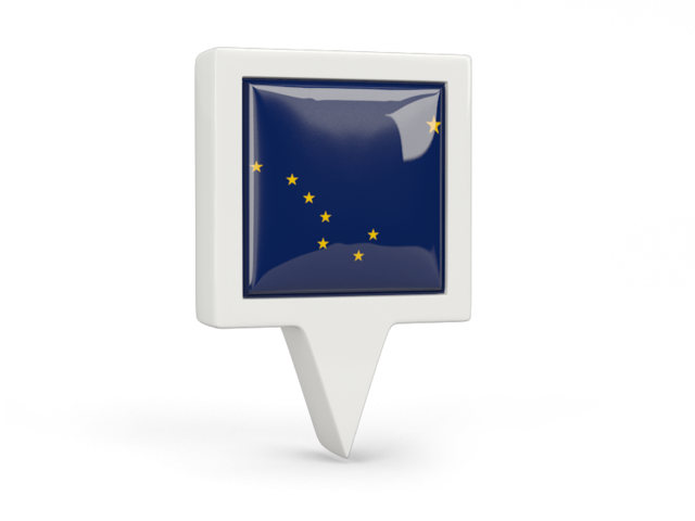 Square pin icon. Download flag icon of Alaska