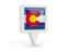 Flag of state of Colorado. Square pin icon. Download icon