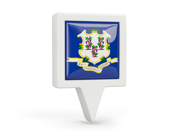 Square pin icon. Download flag icon of Connecticut