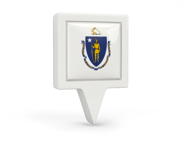 Square pin icon. Download flag icon of Massachusetts